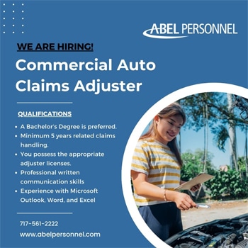 Commercial auto claim adjuster in Harrisburg, PA