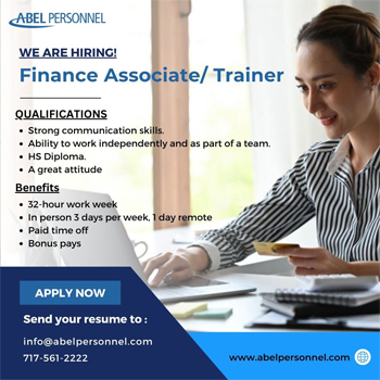 Current Opening - Job placement in Harrisburg PA - Abel Personnel