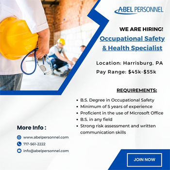 Occupational Safety and Health Specialist in Harrisburg, PA