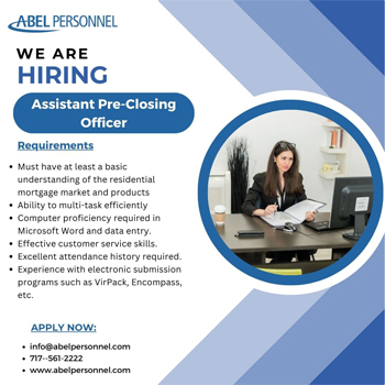 Assistant Pre-Closing Officer jobs in Harrisburg, PA