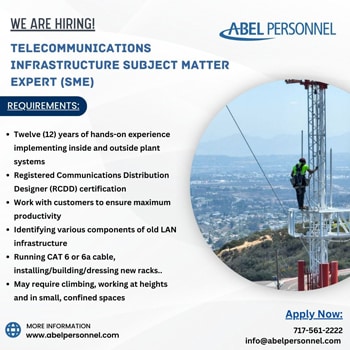 Abel Job Posts - Telecommunications Infrastructure Subject Matte